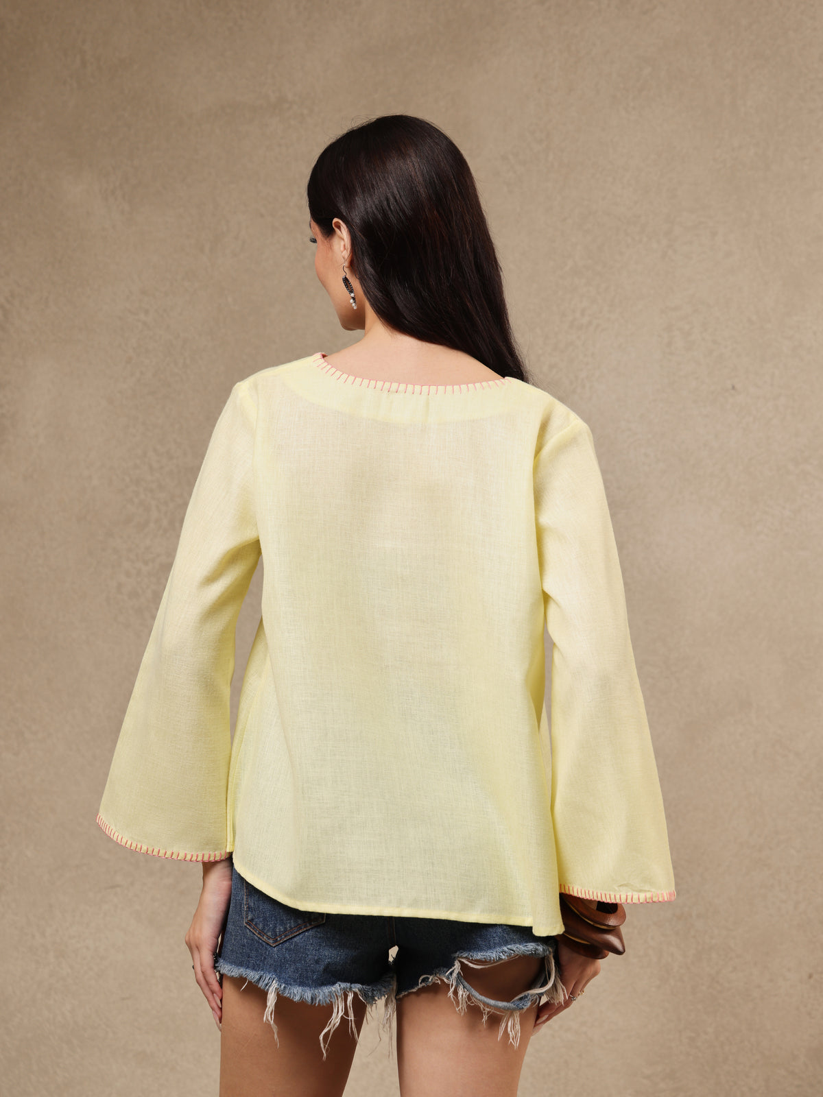 Naina Kantha Linen Top