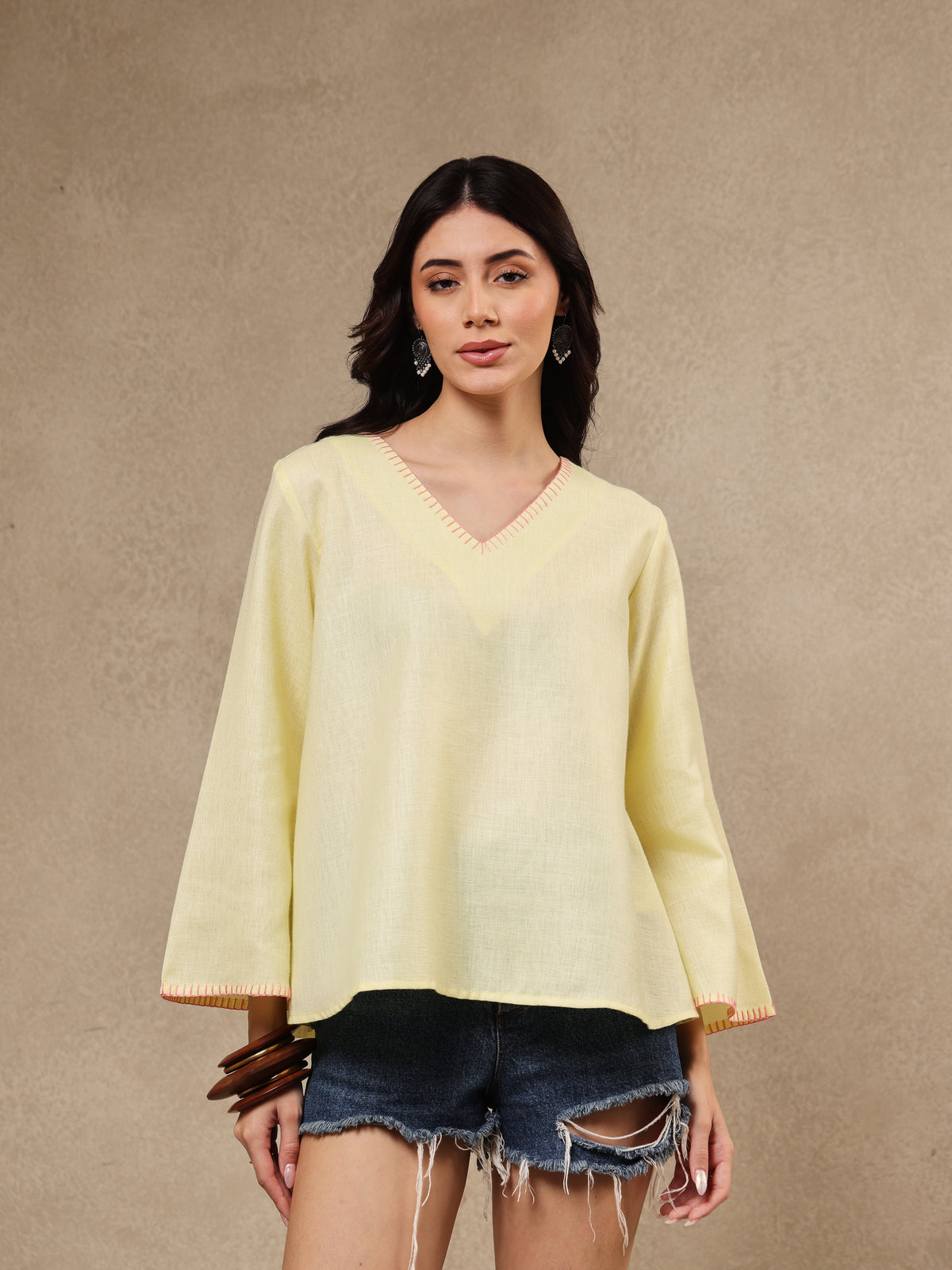 Naina Kantha Linen Top