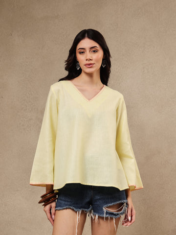 Naina Kantha Linen Top