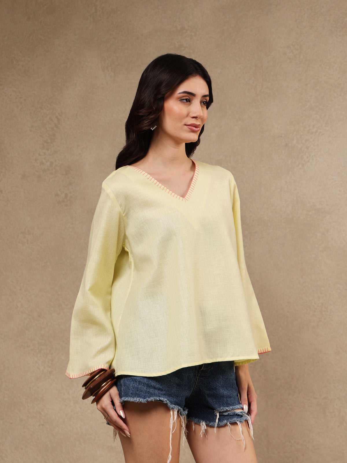 Naina Kantha Linen Top