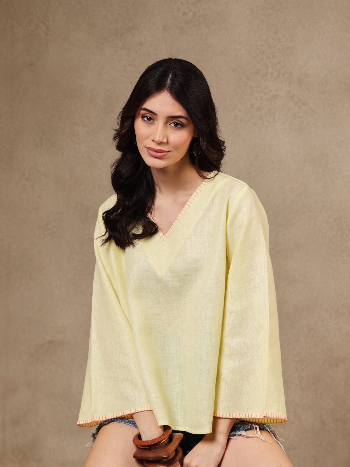 Naina Kantha Linen Top