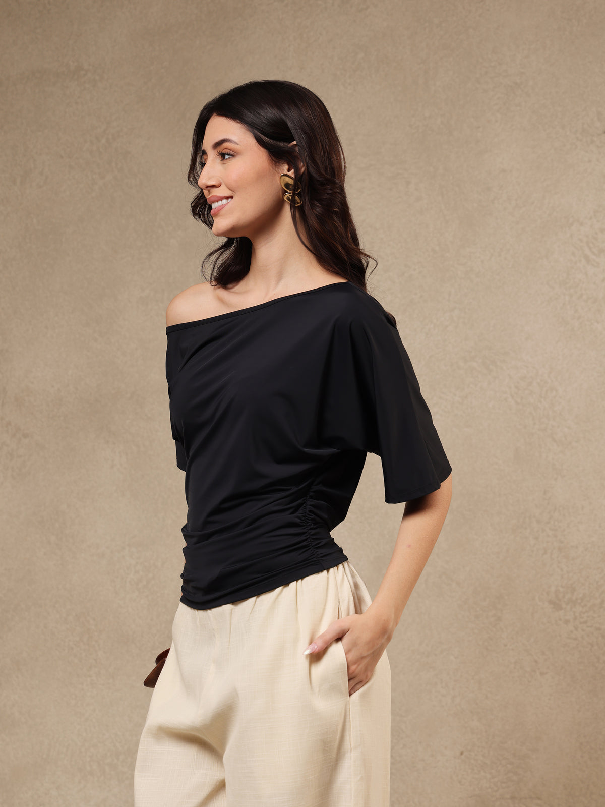 Kiara Black Off-Shoulder Top