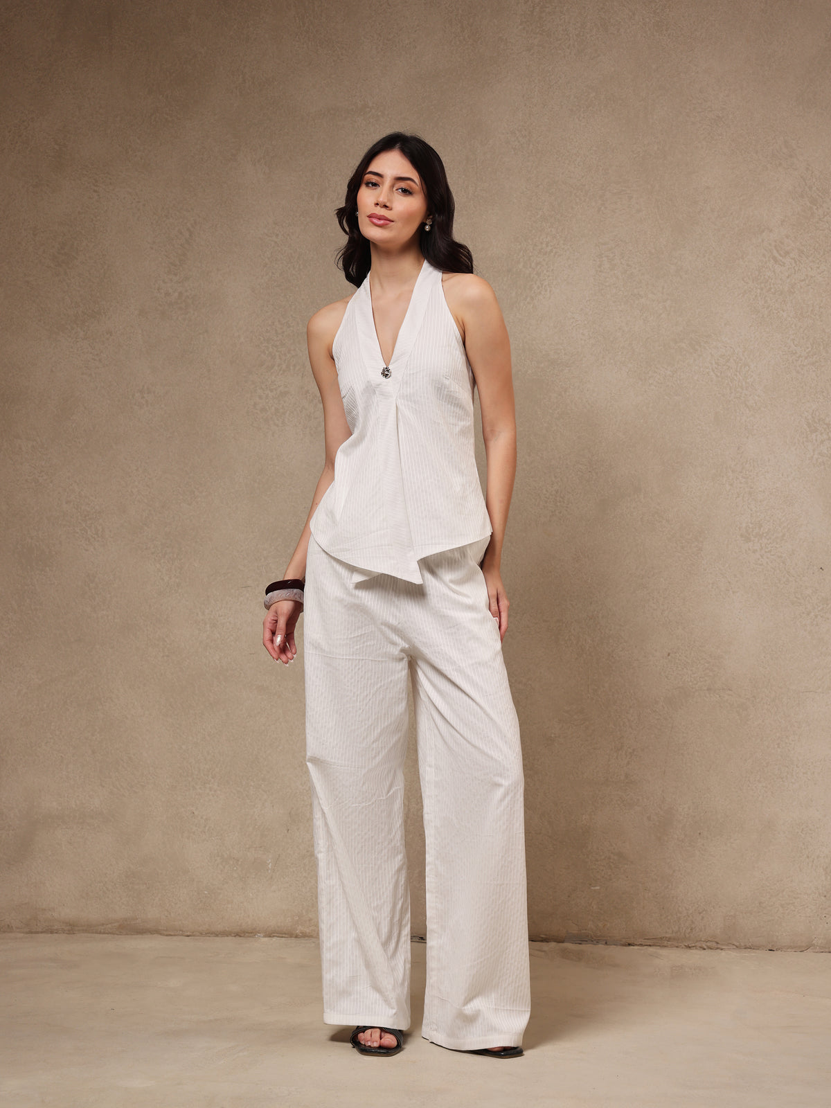 Siena White Stripe Co-ord Set