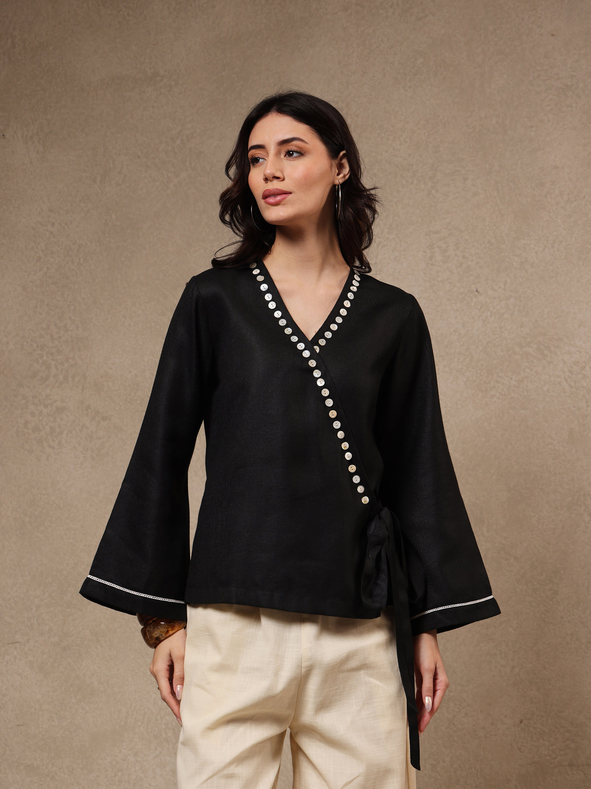Noor Black Wrap Top