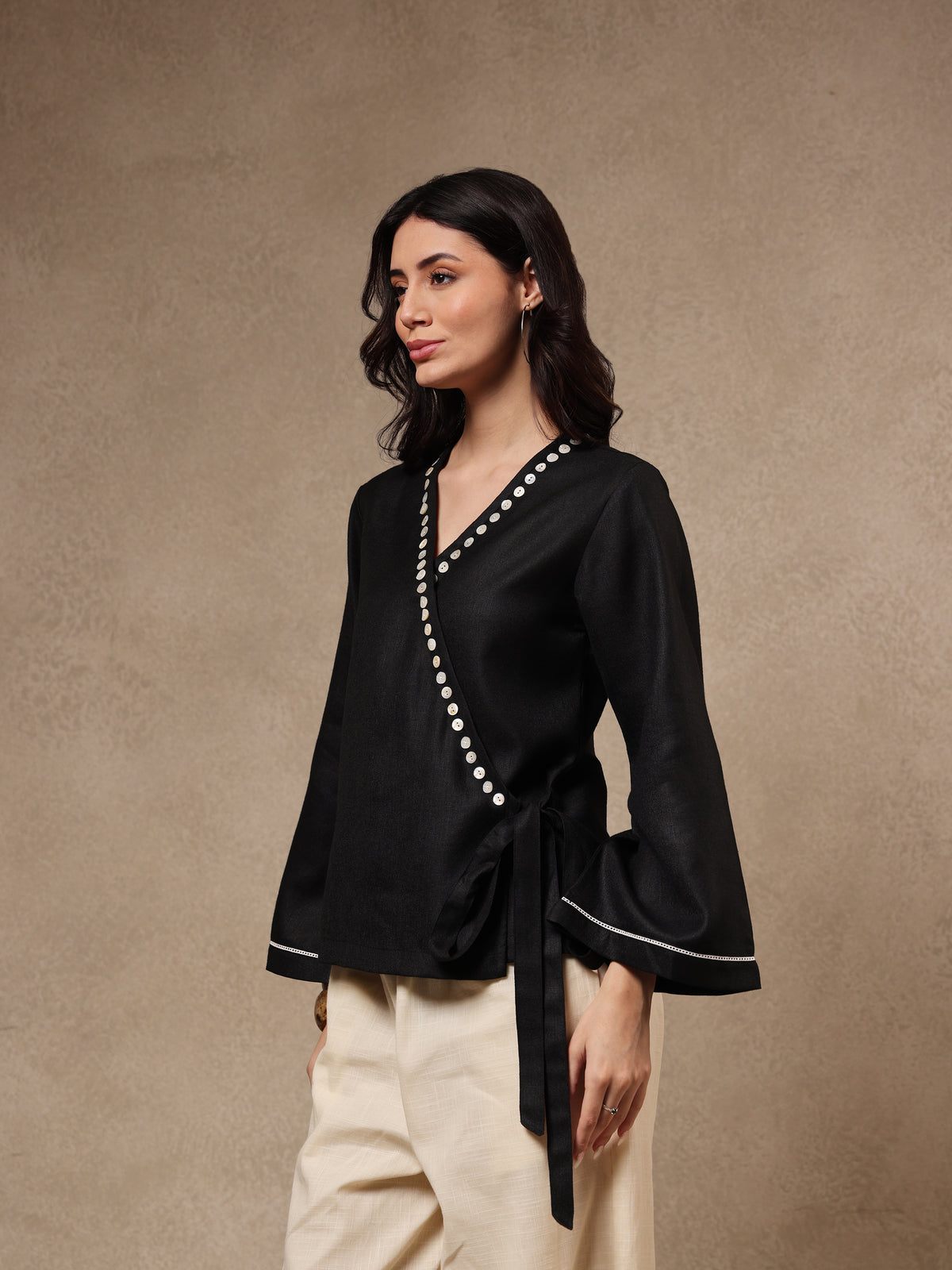 Noor Black Wrap Top