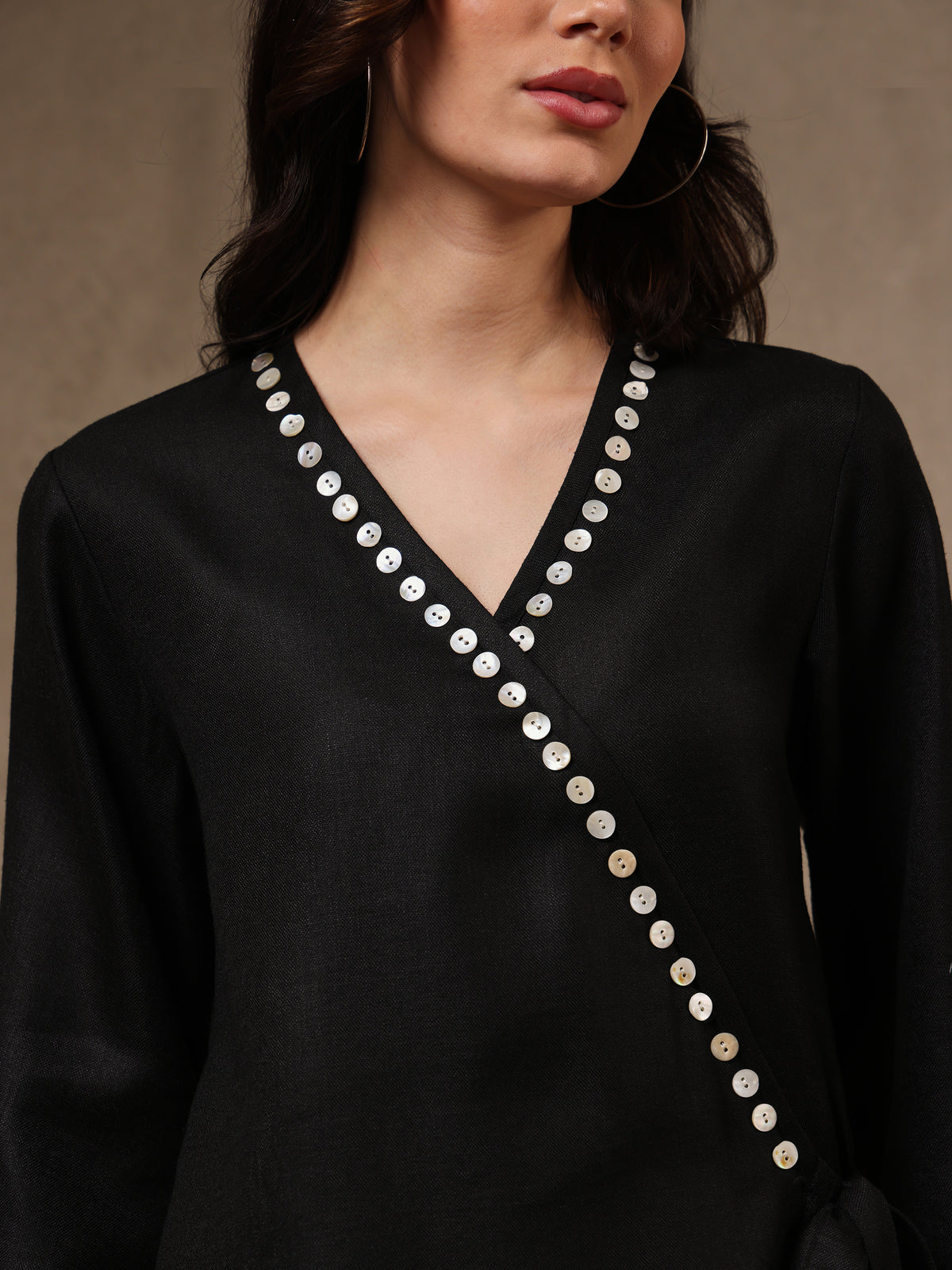 Noor Black Wrap Top