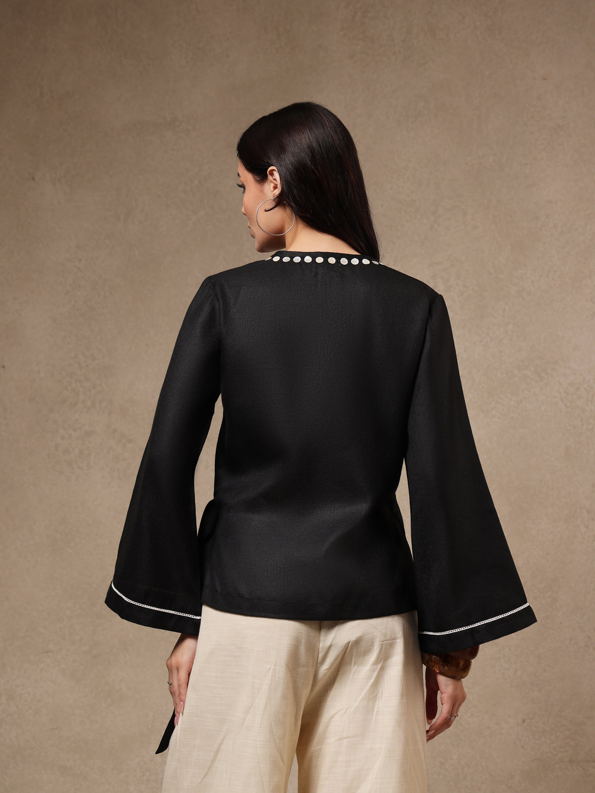 Noor Black Wrap Top